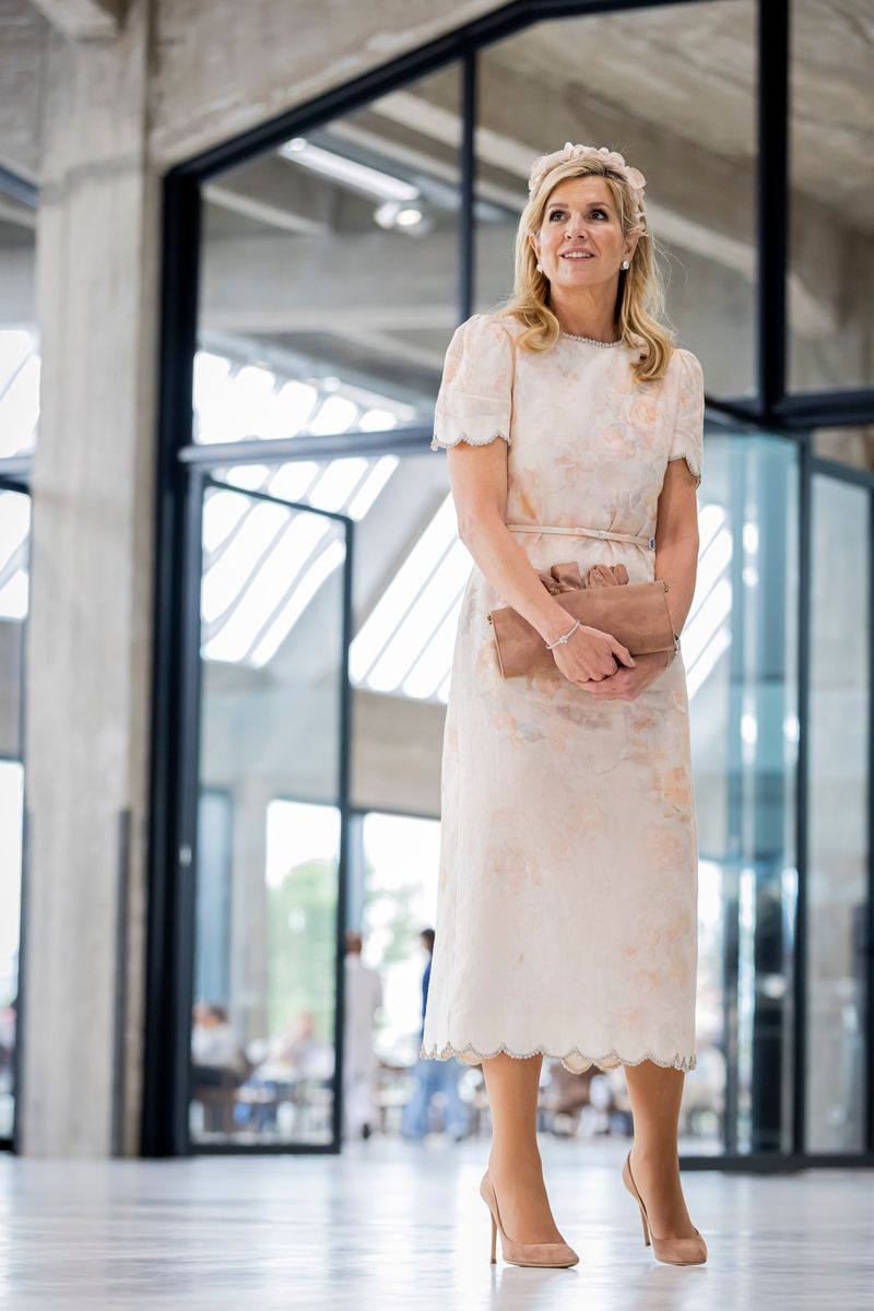 Queen Máxima embraced romantic elegance in a soft blush pink ensemble during the second day of the German state visit to the Netherlands.