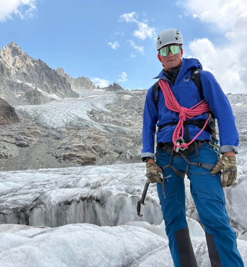 Prince Gabriel of Belgium takes on the glaciers of the Mont Blanc massif during an adventurous summer trip.
