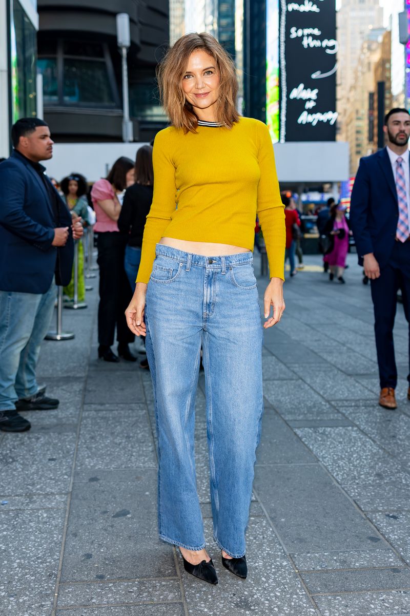 Katie Holmes attends the Old Navy x Christopher John Rogers launch event at Old Navy Times Square on April 13, 2026 in New York City. (Photo by The Hapa Blonde/GC Images)