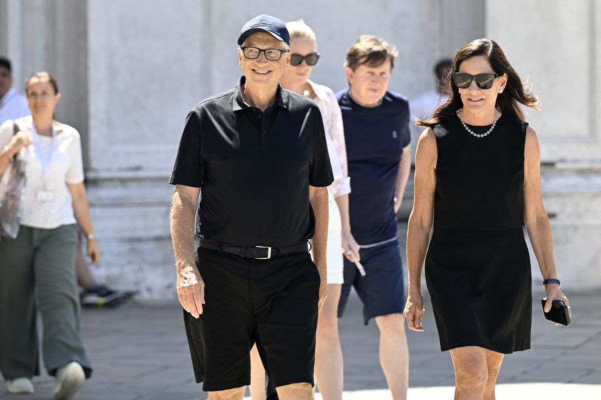 Bill Gates and Paula Hurd in Venice, attending Jeff Bezos and Lauren Sanchez's wedding