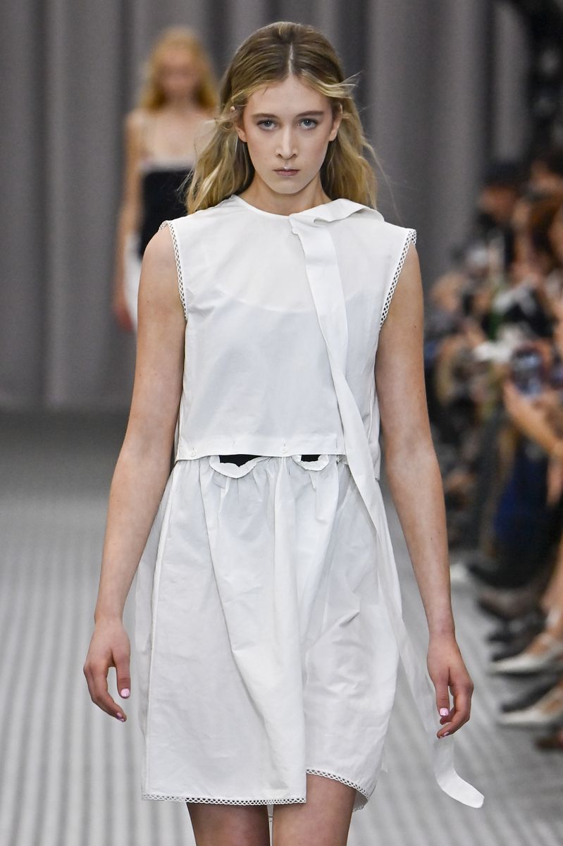 Sunday Rose walks the runway during the Miu Miu Ready to Wear Spring/Summer 2025 fashion show as part of the Paris Fashion Week on October 01, 2024 