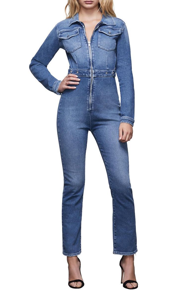 Exposed Zip Denim Jumpsuit by Good American