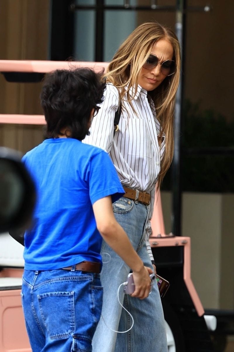 Jenifer Lopez and Emme stepped out in stylish looks for mother-daughter brunch in Beverly Hills