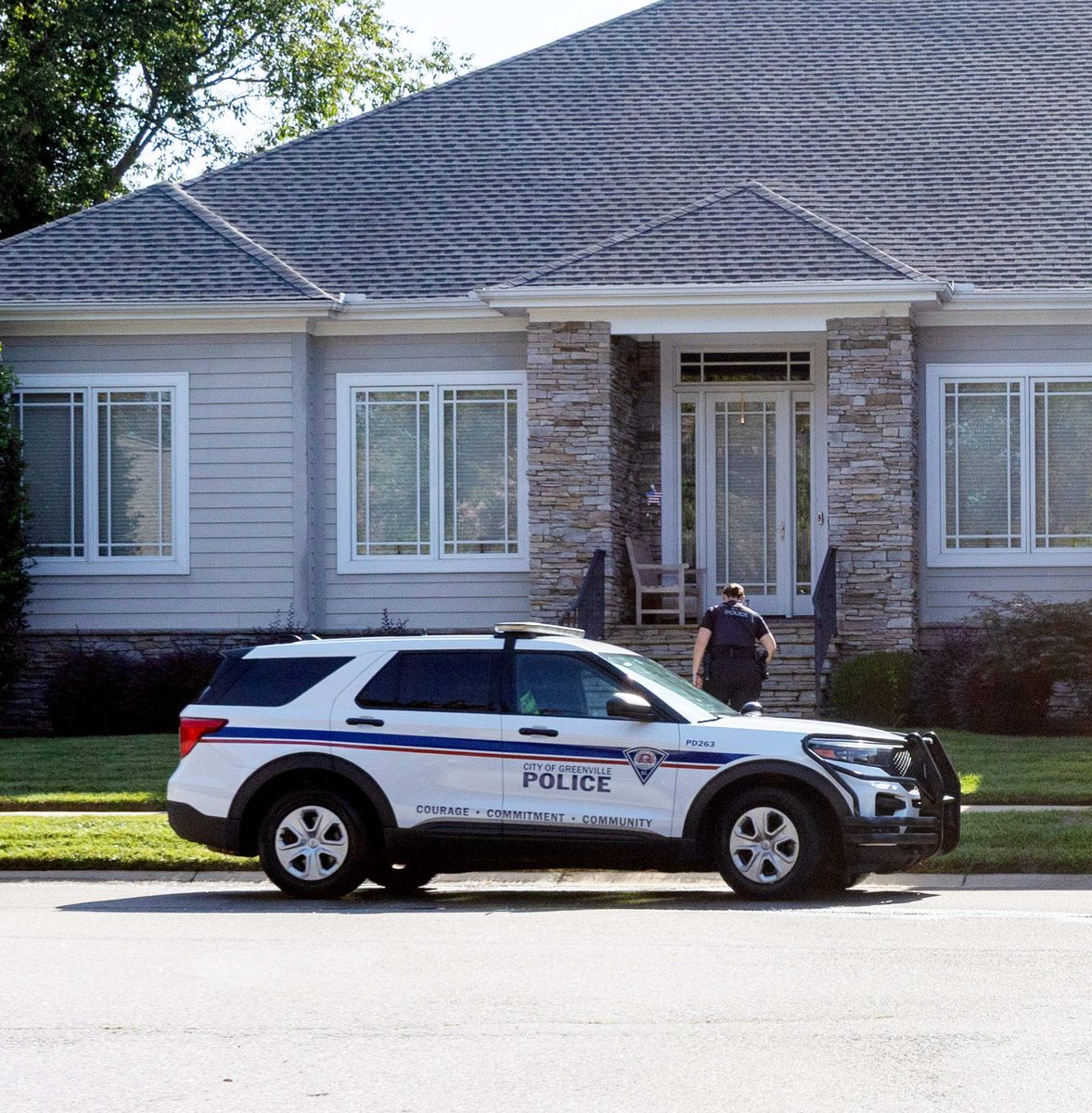 Police were seen arriving at Brian Hickerson's family home in South Carolina