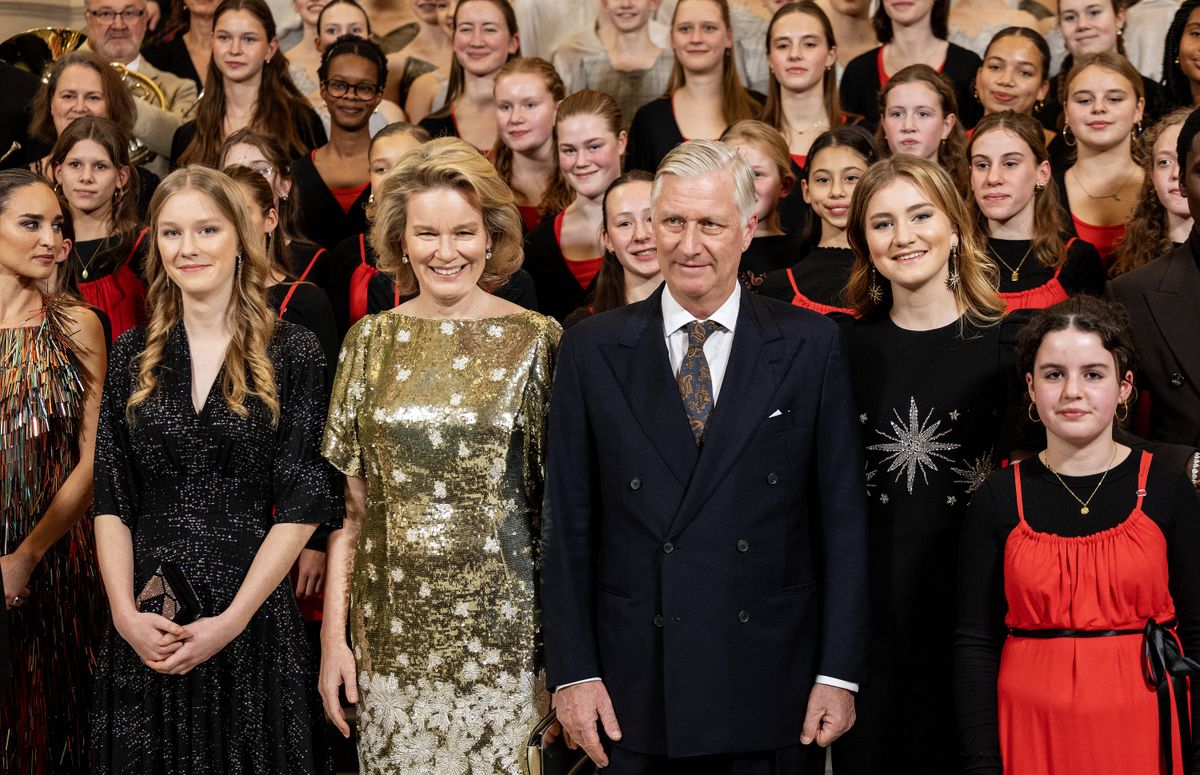 Belgium Princess Eleonore, Queen Mathilde, King Philippe and Princess Elisabeth during the annual Christmas concert at the Royal palace in Brussels.