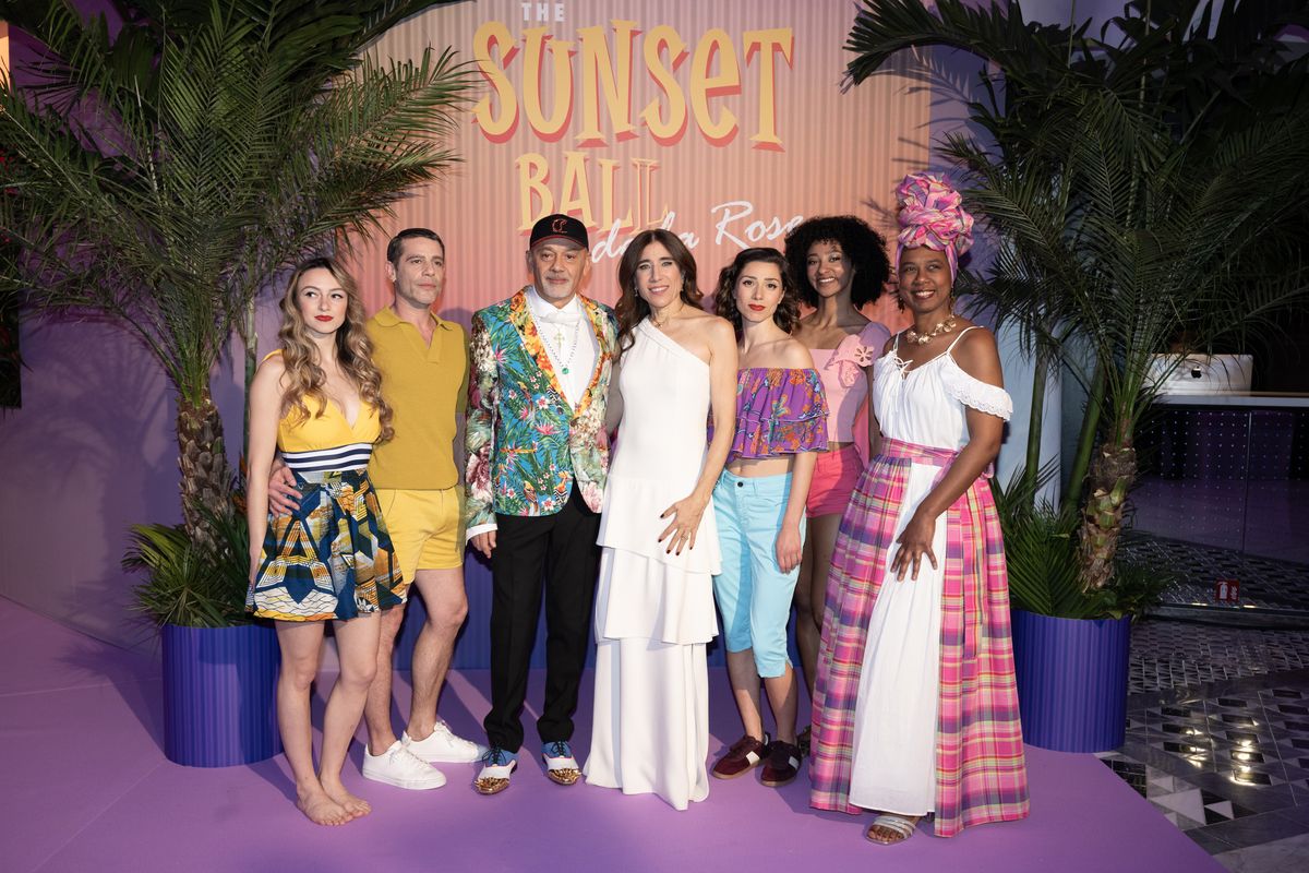 Christian Louboutin (3rd from L), Blanca Li (4th from L) and guests attend the Rose Ball 2025 on March 29, 2025 in Monaco, Monaco. 