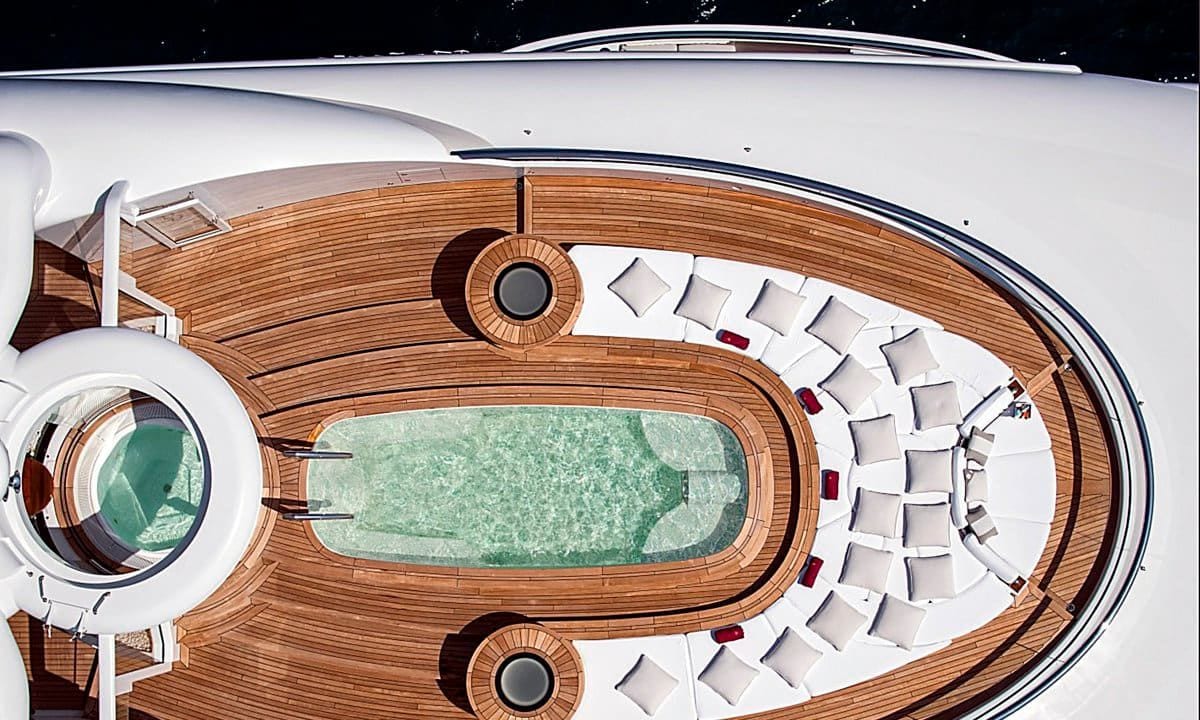 The outdoor lounge area on the Valerie yacht
