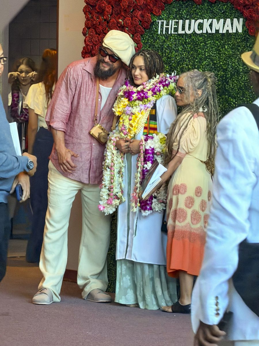 The trio looked happy to be celebrating as a family