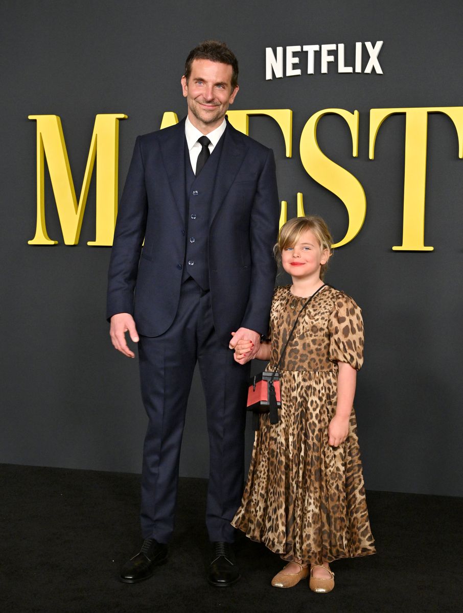 Bradley Cooper and his daughter Lea De Seine Shayk Cooper at the 2023 premiere of 'Maestro'