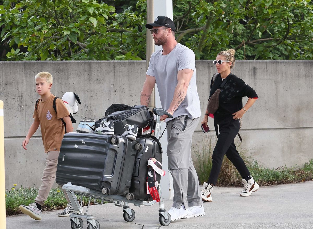 The family was spotted arriving at the Brisbane Airport in Australia