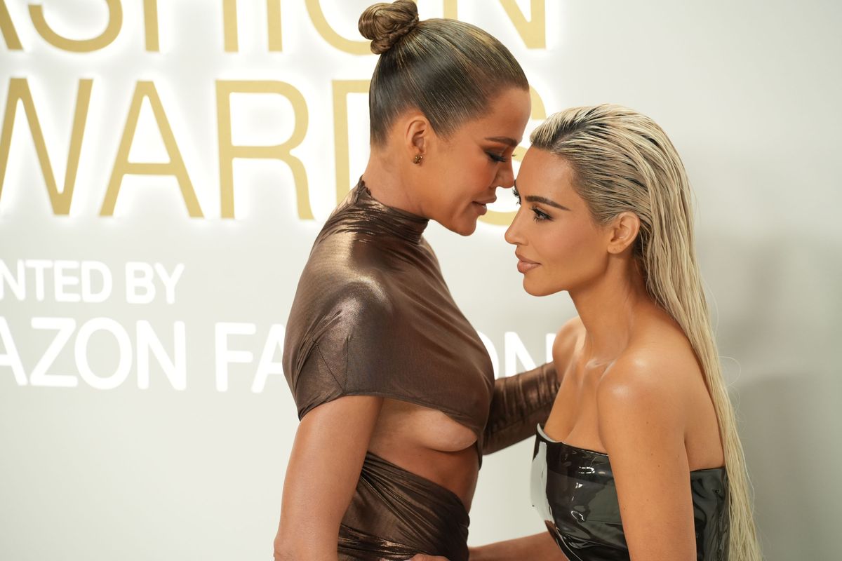Khloe Kardashian and Kim Kardashian attend 2022 CFDA Fashion Awards  on November 7, 2022 at Cipriani South Street in New York City. (Photo by Sean Zanni/Patrick McMullan via Getty Images)