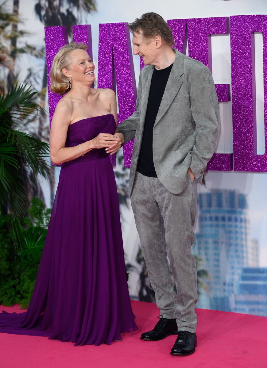 Pamela Anderson and Liam Neeson attend "The Naked Gun" UK Premiere