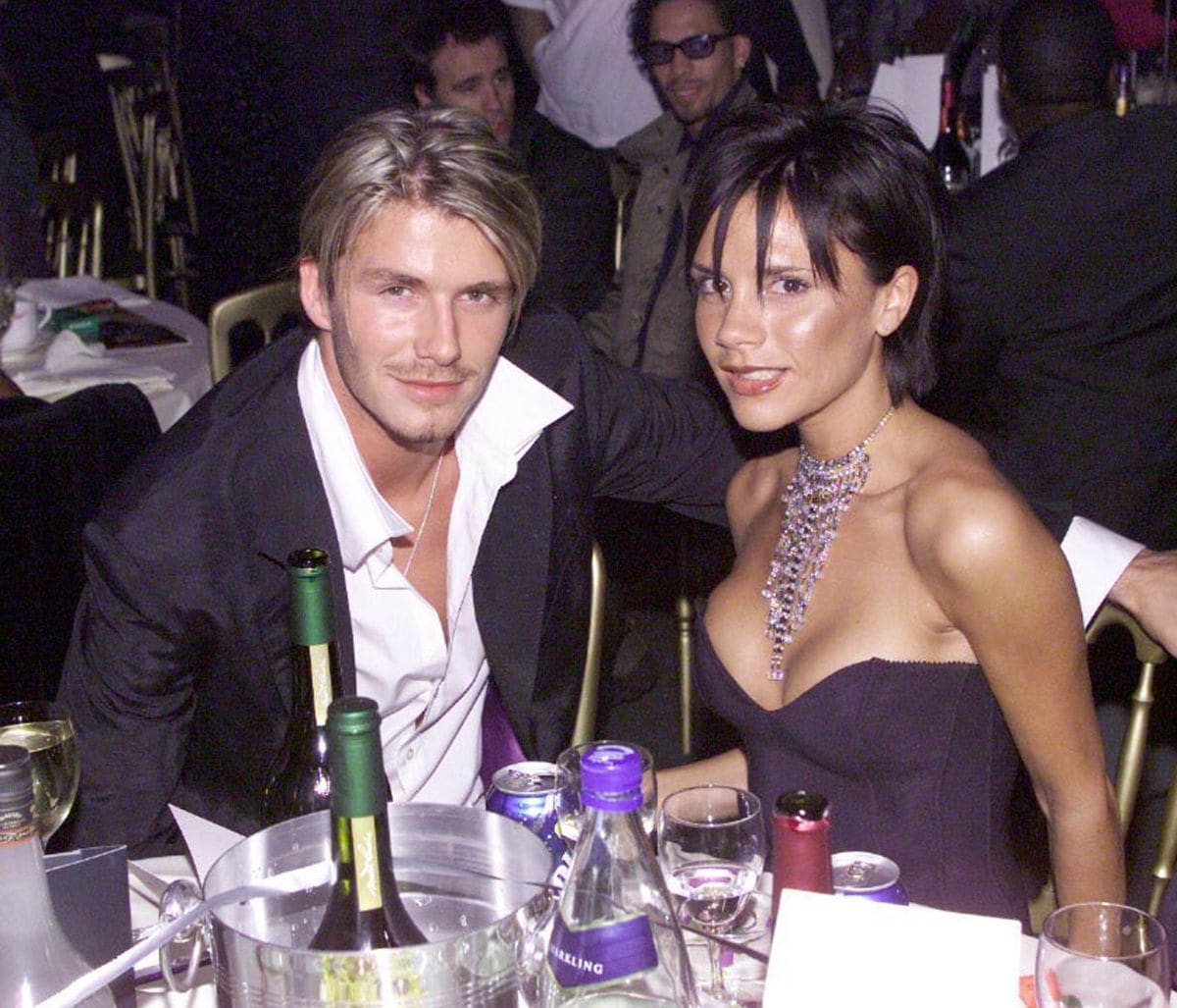 David Beckham and Victoria Beckham attend the MOBO Awards at the Royal Albert Hall on October 6, 1999 in London. 
