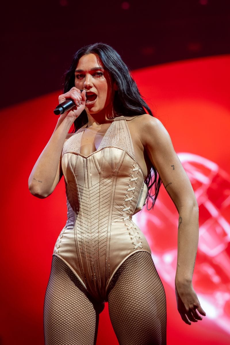 Dua Lipa performs at Spark Arena on April 02, 2025 in Auckland, New Zealand. (Photo by Dave Simpson/Getty Images)