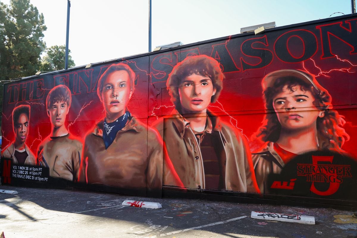 Stranger Things mural is seen during Netflix's "Stranger Things" 5.