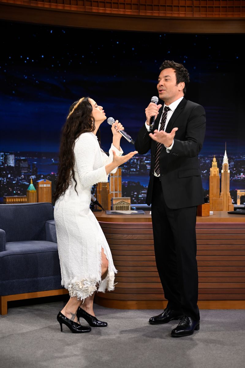 Jimmy tried, but with Rosalía guiding him, he landed somewhere between charmingly earnest and hilariously off-key.
