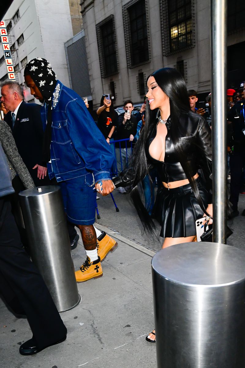 Stefon Diggs and Cardi B are seen at Madison Square Garden on May 12, 2025 in New York City. (Photo by Raymond Hall/GC Images)