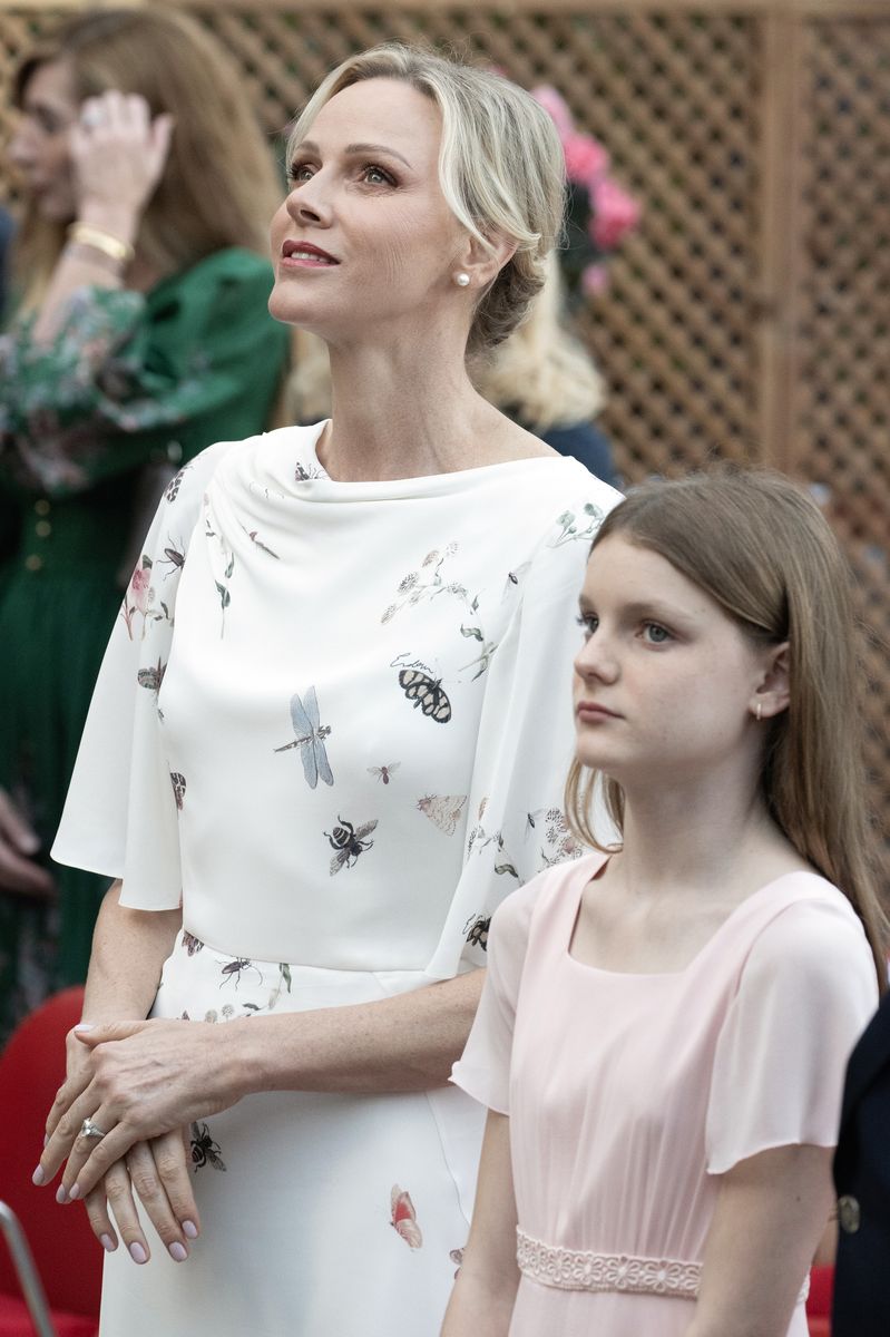 Princess Charlene of Monaco and her daughter, Princess Gabriella, coordinated in romantic ivory and pink looks for Monaco’s traditional U Cavagnëtu picnic.
