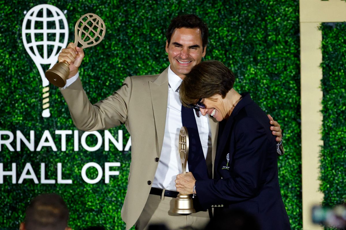 Roger Federer and Mary Carillo were inducted into the International Tennis Hall of Fame over the weekend