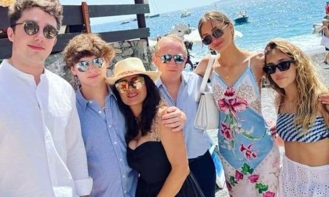 Salma Hayek with her husband Francois Henri Pinaul and all the businessman's children.