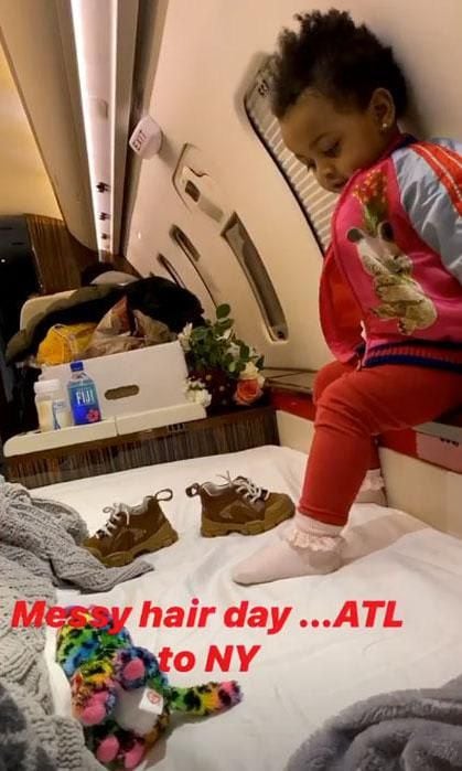 Kulture Kiari flies on a private jet