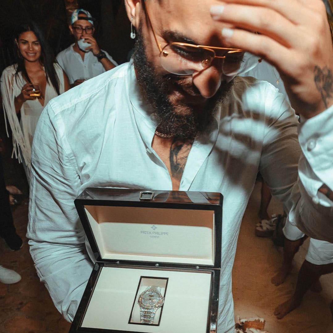 Maluma presented with diamond watch for birthday