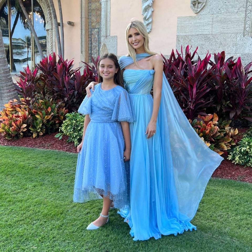 Ivanka Trump dazzled in an elegant sky blue gown at Tiffany s wedding color coordinated with her kids Photos