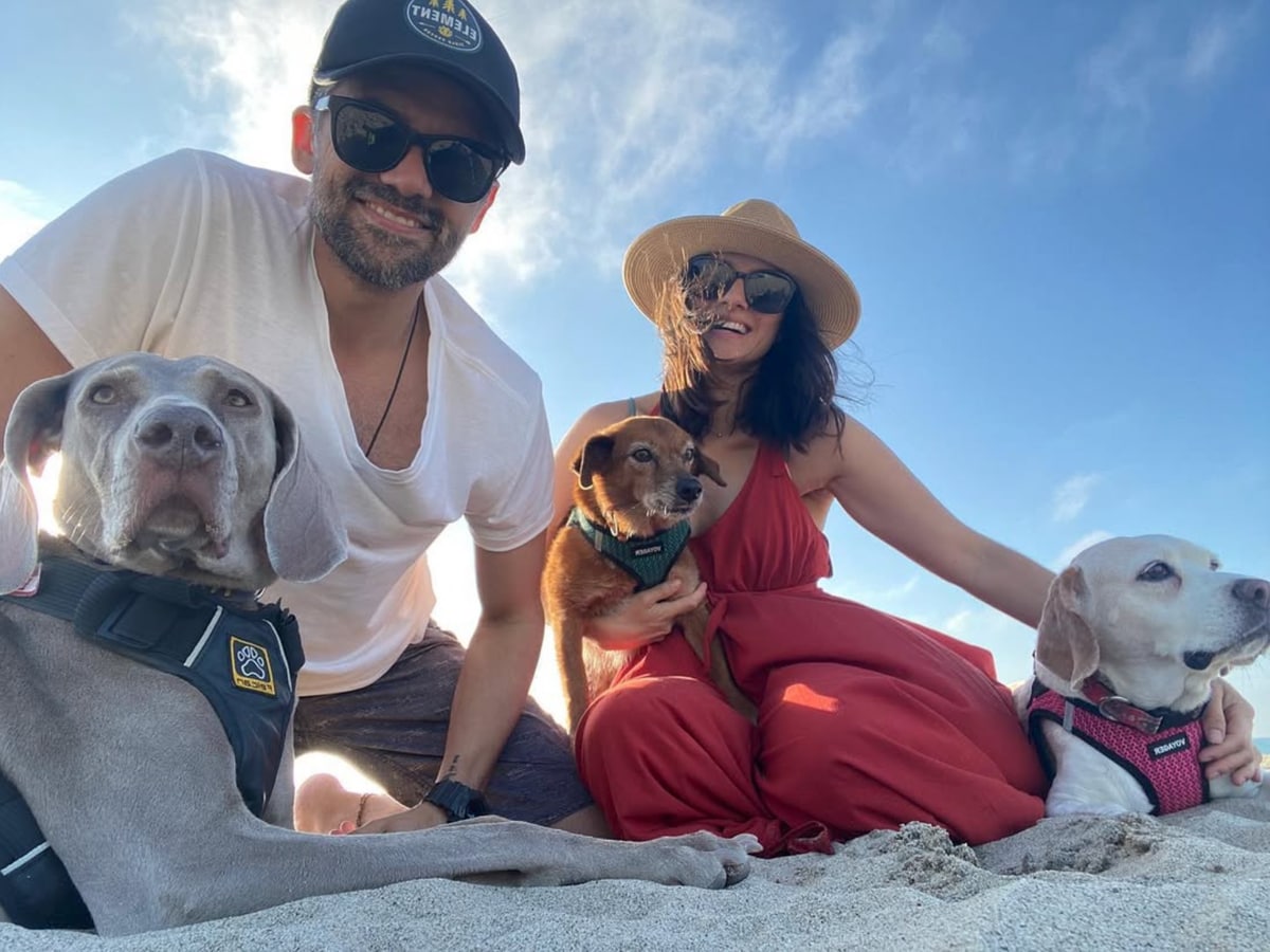Viviana and Andres with their pups, Antonia, Nala and Morocha