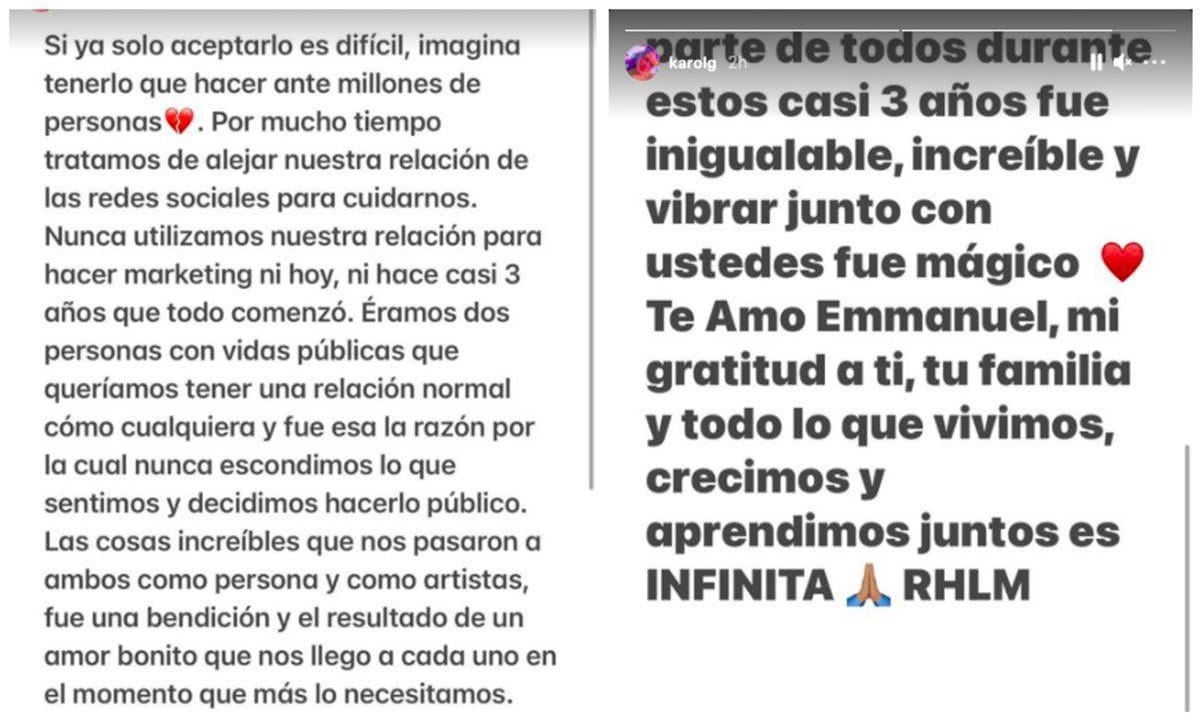 Karol G's statement in response to split from Anuel AA