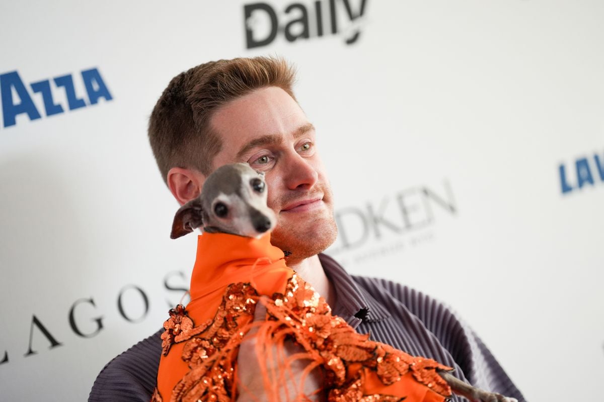 Thomas Shapiro and Tika the Iggy at The Daily Front Row's 12th Annual Fashion Media Awards