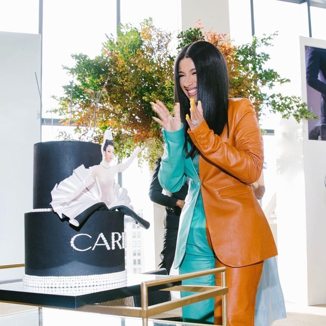 Cardi B birthday cake at Vogue panel