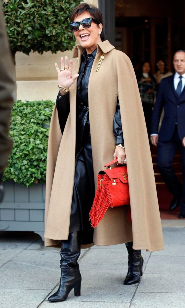 Kris Jenner street style at Paris Fashion Week