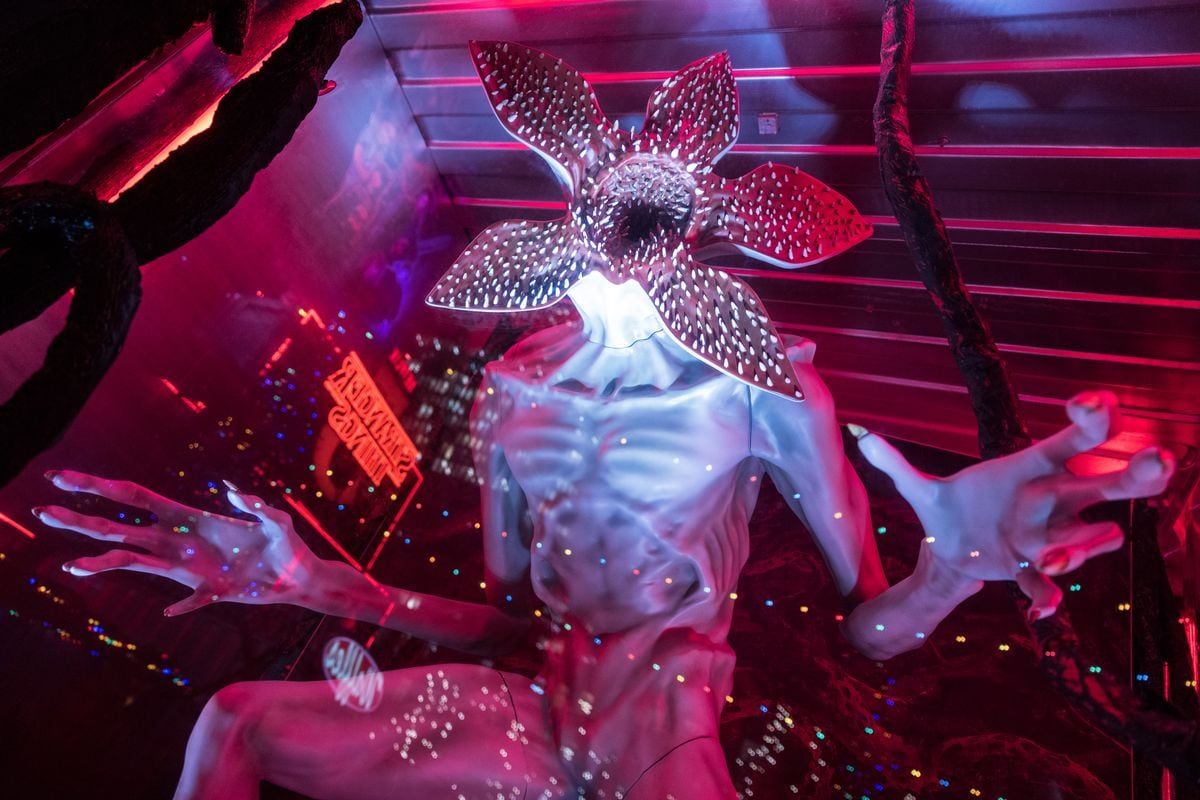 BERLIN, GERMANY - DECEMBER 10: A Demogorgon is pictured at the "Stranger Things"-themed "Hawkins Christmas Market" on December 10, 2025 in Berlin, Germany. The market features props and situations from the popular "Stranger Things" Netflix television series. Netflix recently launched season five of the series. (Photo by Nadja Wohlleben/Getty Images) 