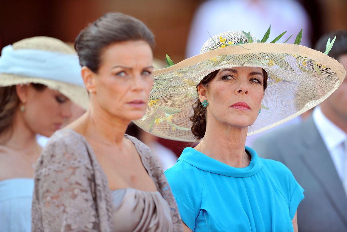 Princess Caroline of Hanover and Princess Stephanie of Monaco at the civil ceremony of the Royal Wedding of Prince Albert II of Monaco to Charlene