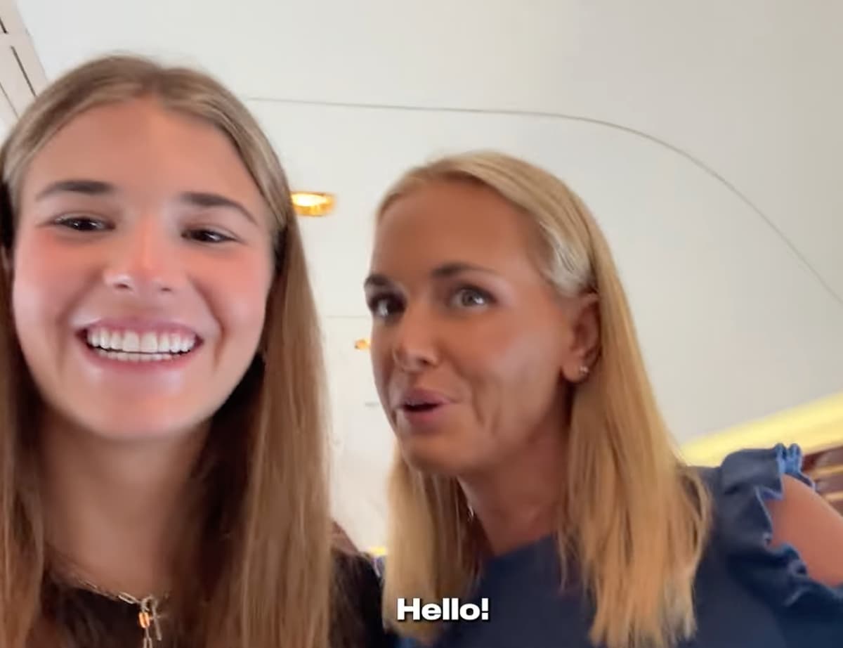 The video also includes footage of Kai with her family, including scenes inside a private jet en route to Washington, D.C.