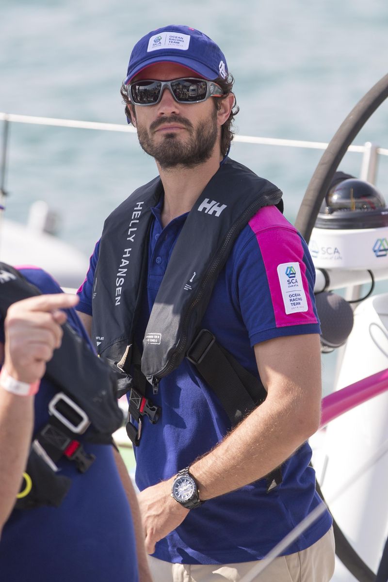 Prince Carl Philip of Sweden is on board of female Team SCA for the In-Port Race Alicante - Volvo Ocean Race 2014-2015 on October 4, 2014 in Alicante, Spain