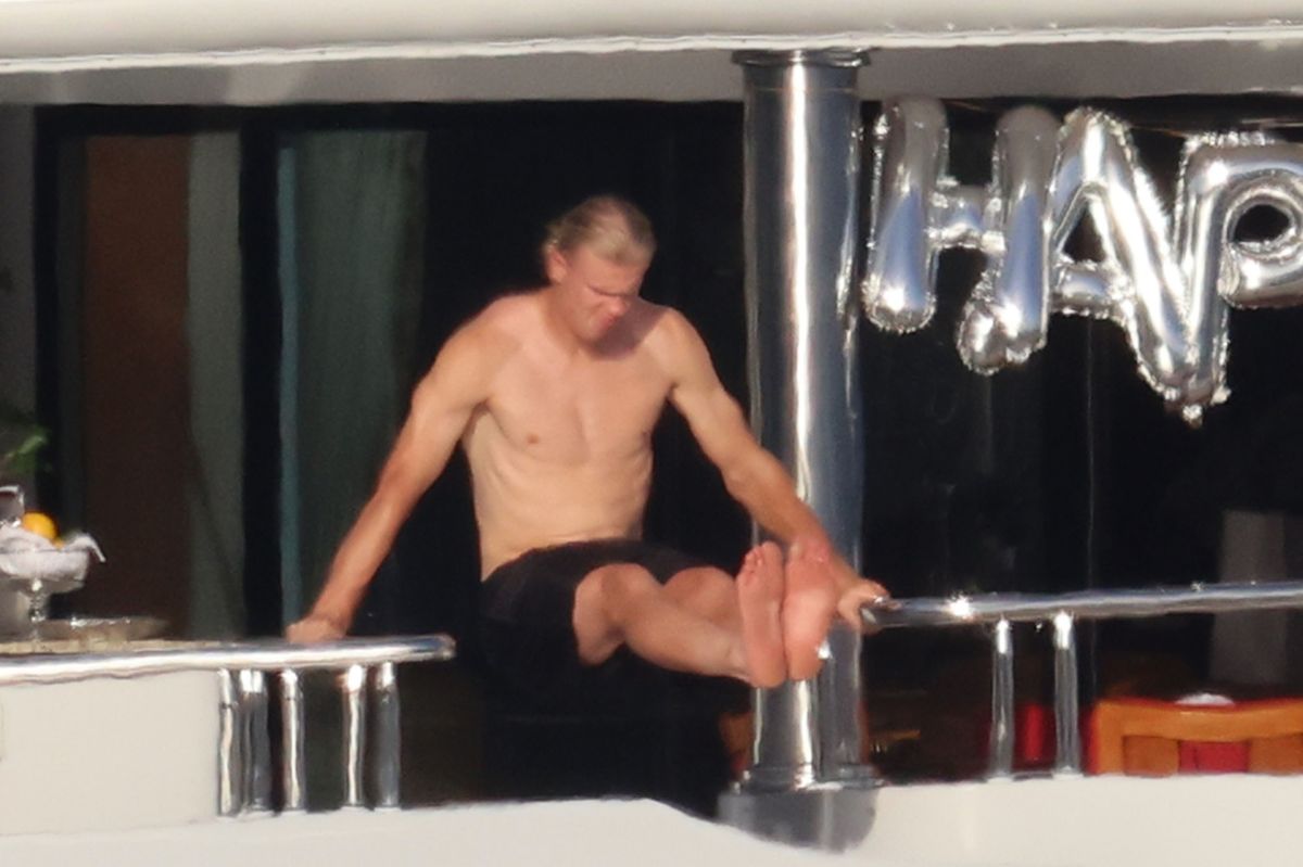 The Manchester City star was spotted relaxing aboard a luxury yacht off the Sicilian coast.