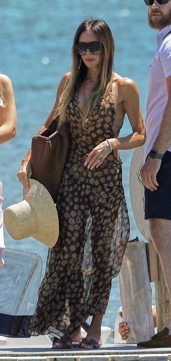 Victoria Beckham and Harper Beckham shared a subtle twinning fashion moment in Ibiza