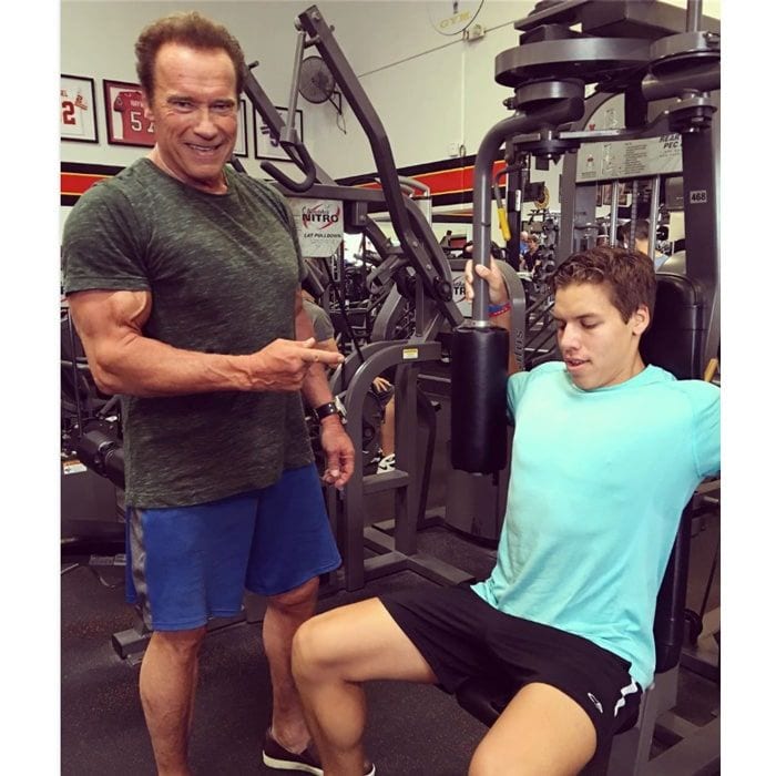 Arnold Schwarzeneggers son Joseph Baena celebrates dads birthday with gym photo