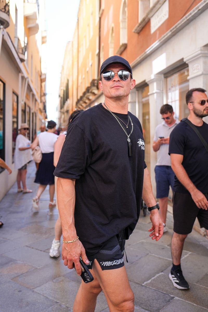 Orlando Bloom leaves the Harry's bar the day after the wedding of Jeff Bezos and Lauren Sanchez on June 28, 2025 in Venice, Italy. (Photo by Andrea Cremascoli/GC Images)