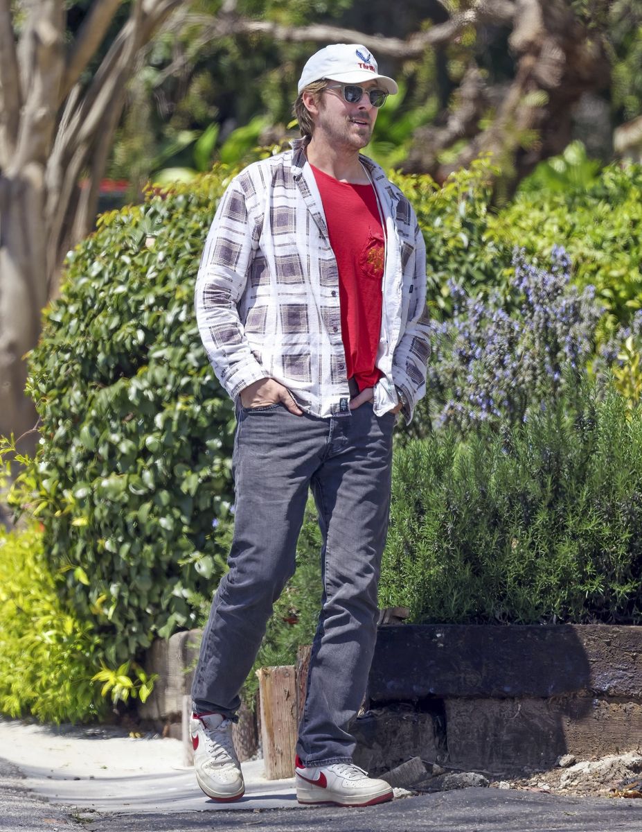 Ryan Gosling showed off a new mustache in Santa Barbara
