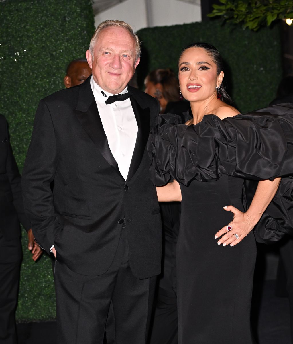Salma Hayek makes a stunning all-black NYFW entrance