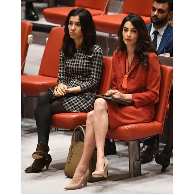 The lawyer was joined by her client Nadia Murad at the United Nations in New York.
Photo: DON EMMERT/AFP/Getty Images