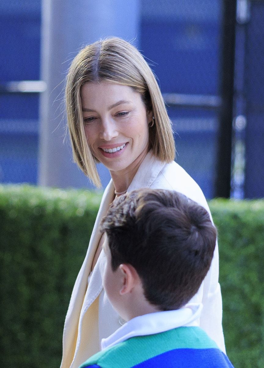 Jessica Biel and Silas at the U.S. Open