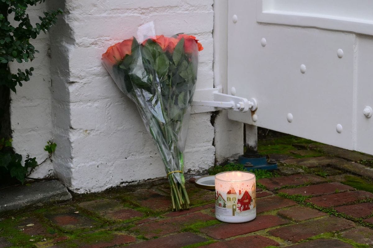 Flowers and offerings are seen outside the home of actor and director Rob Reiner in the Brentwood neighborhood of Los Angeles.