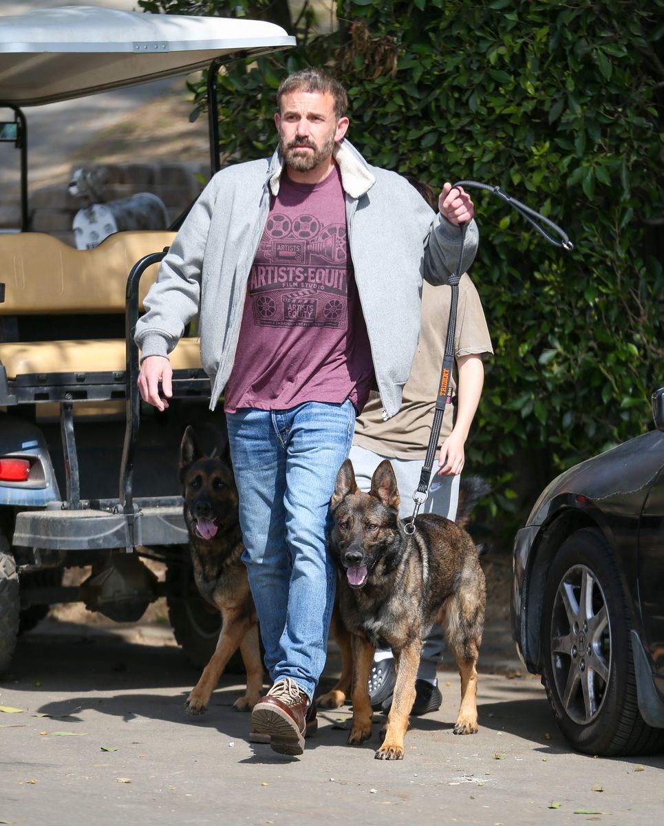 Ben Affleck enjoying life’s simplest pleasures: a leisurely stroll with his dog.