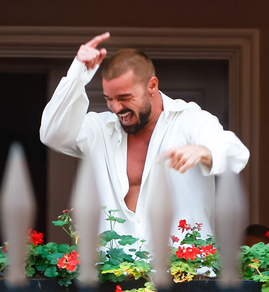 Ricky Martin celebrated outside his hotel in Buenos Aires.