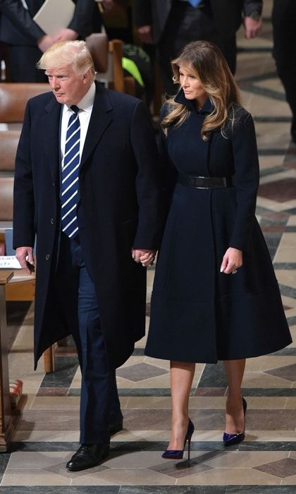 Melania looked sophisticated wearing a navy coat to a national prayer service.
Photo: MANDEL NGAN/AFP/Getty Images