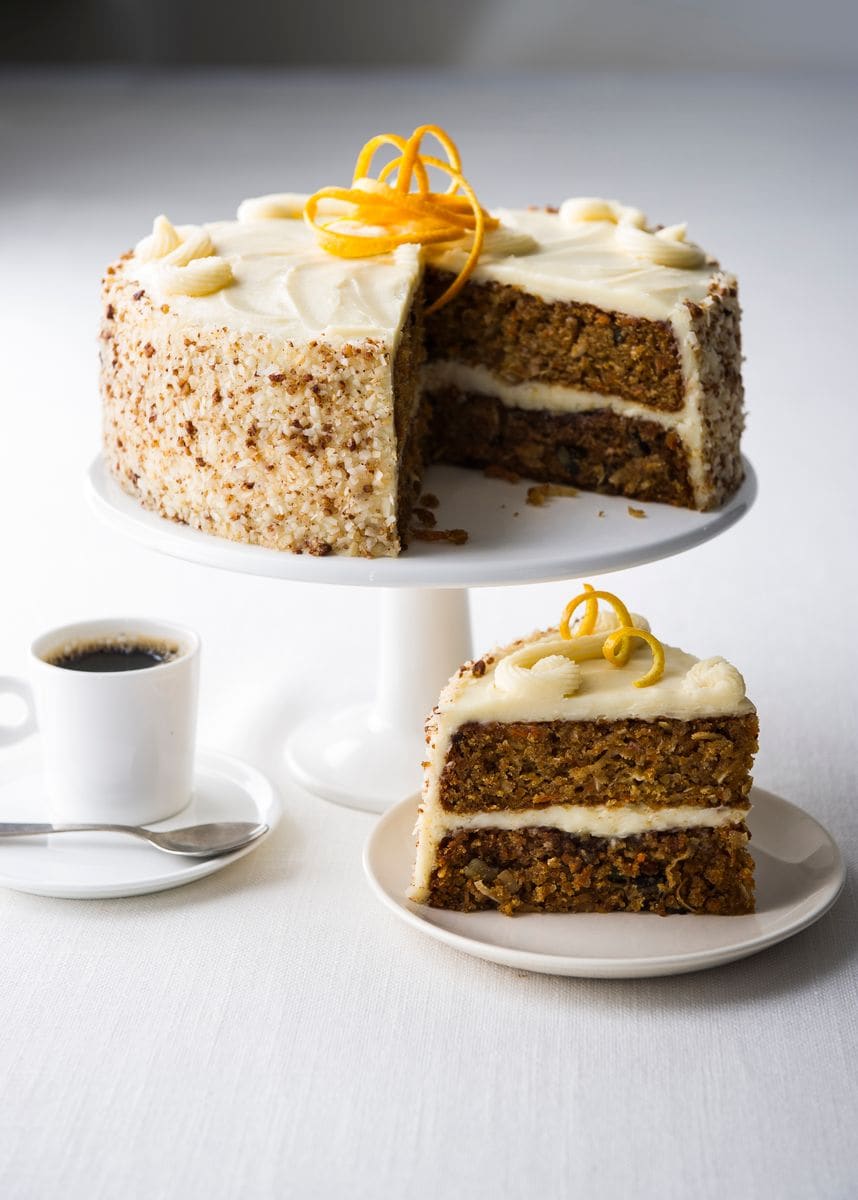 This cake is never dry, thanks to oil and grated carrots.