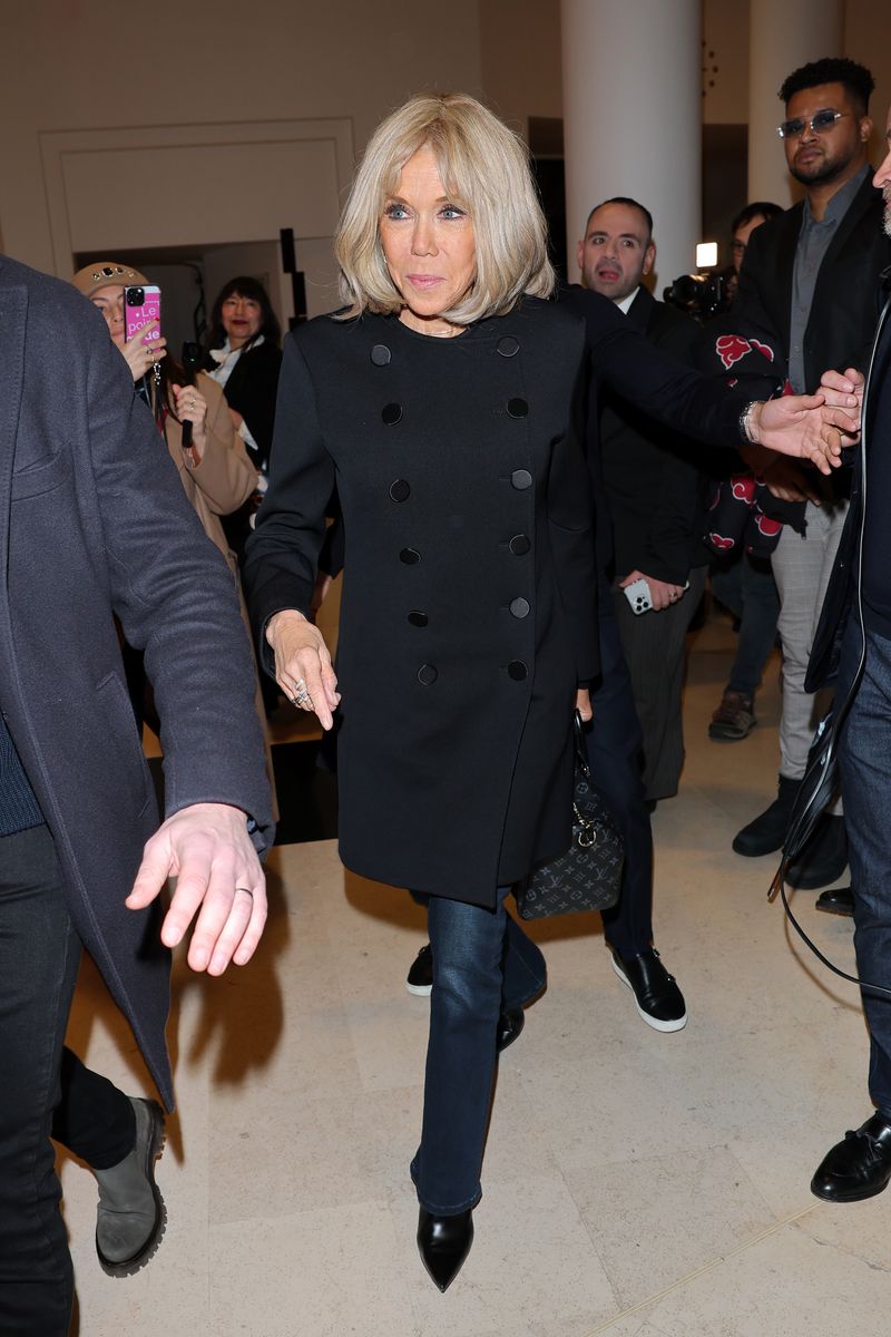  Brigitte Macron attends the Stéphane Rolland Haute Couture Spring-Summer 2025 show as part of Paris Fashion Week on January 28, 2025, in Paris, France.